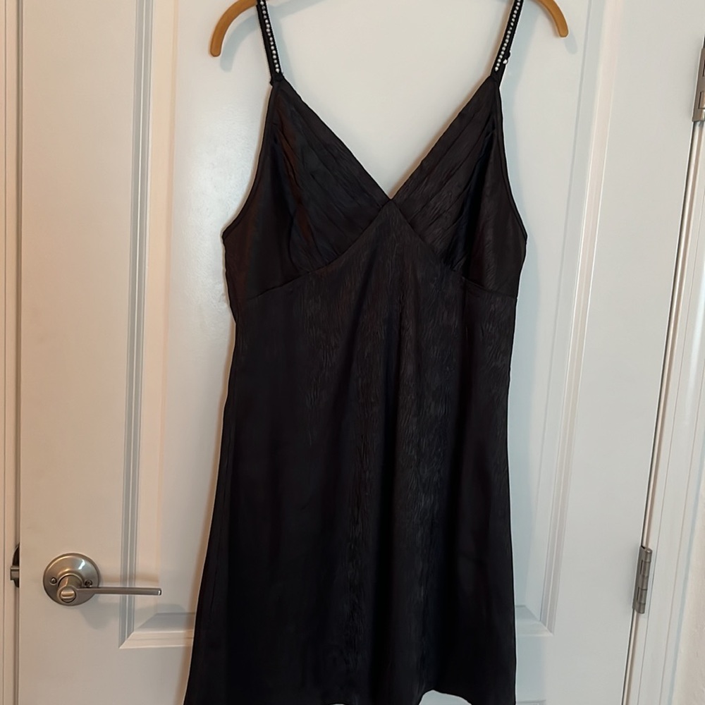 Black silk slip dress